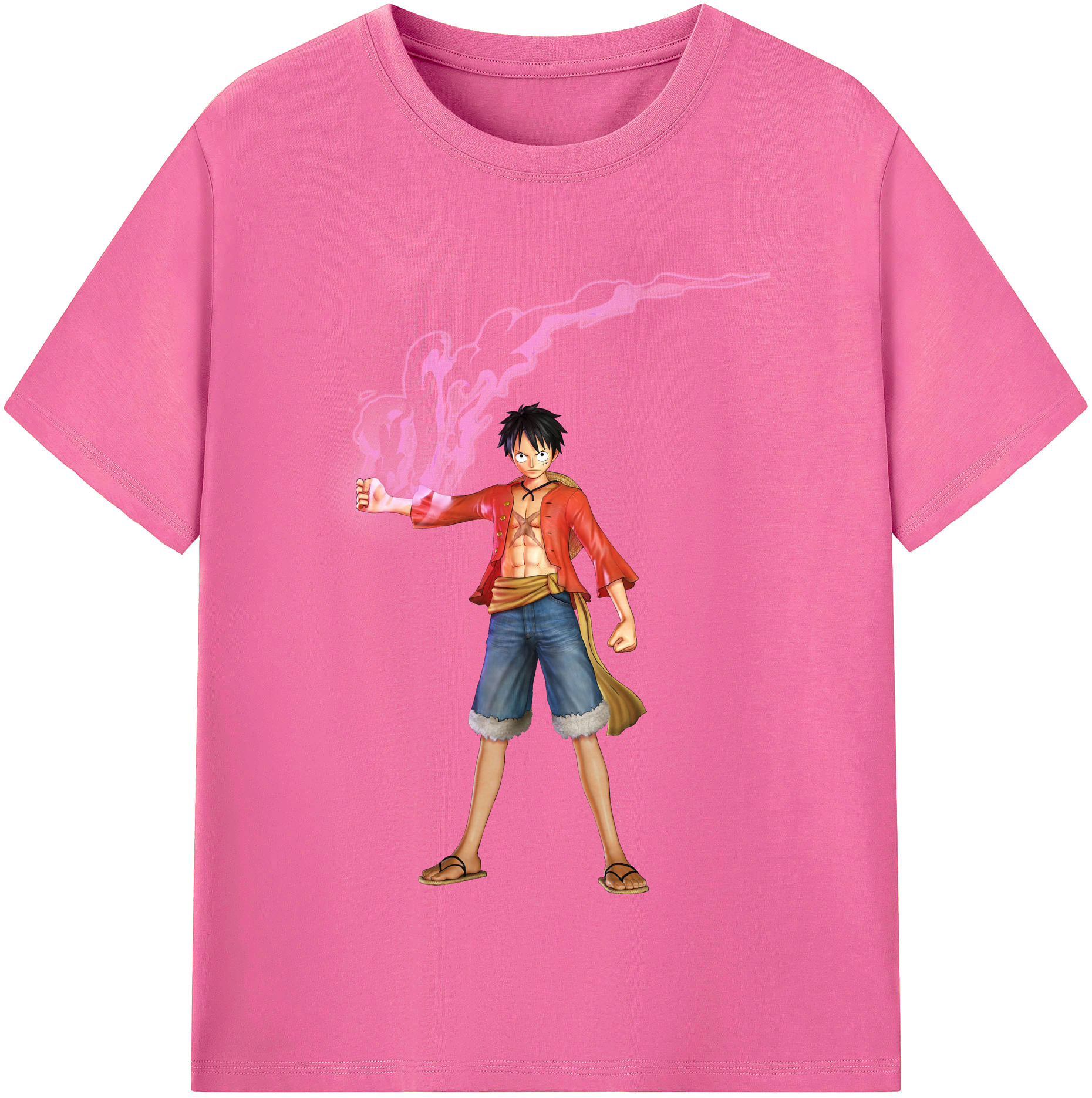 ワンピース モンキー・D・ルフィ ONE PIECE Monkey D. Luffy レディースカジュアルプリントTシャツ（綿100％）